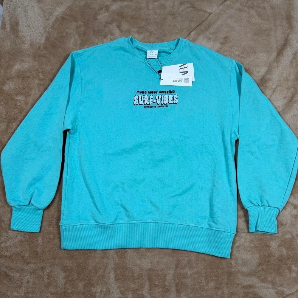 Zara kids crewneck sweatshirt graphic shirt surf vibes colorful long sleeve L